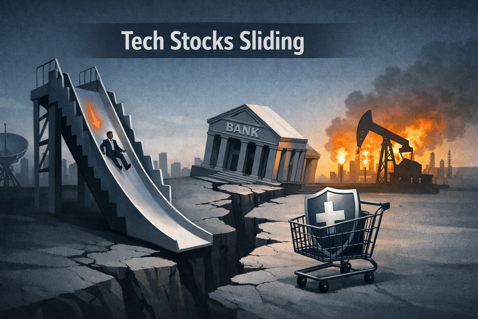 Tech Slide and Defensive Tilt: Nasdaq Leads Decline as Markets Digest Policy, Energy and Sector-Specific News episode artwork
