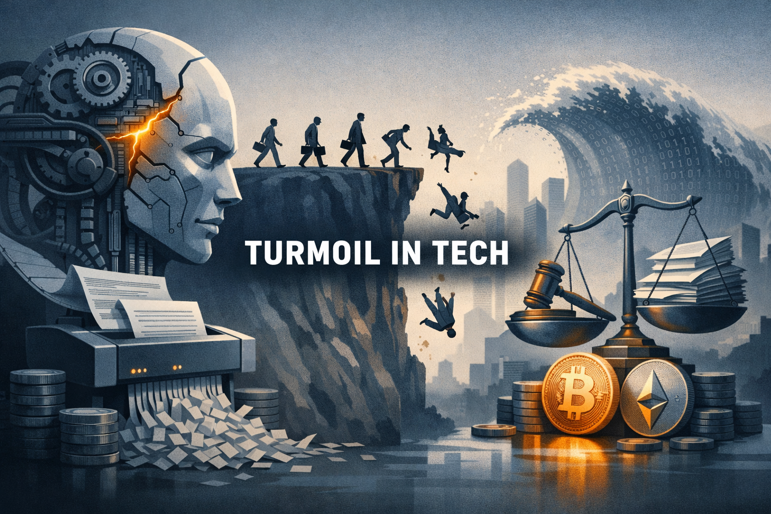AI Cost-Cuts, Talent Risk at Big Tech and a Wave of Lawsuits — Markets React to Flow and Structure Shifts