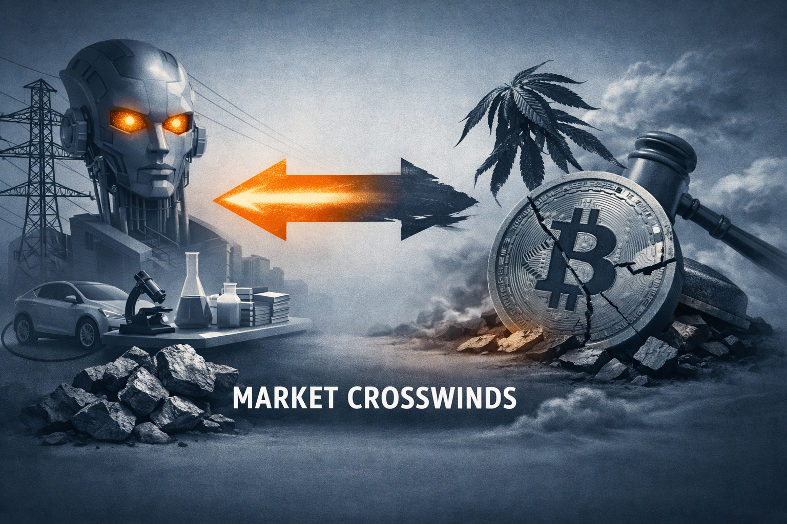 $MSOS $BTC — AI, Electrification and Regulation Drive Mixed Market Tape — Tech, Healthcare and Materials Lead; Crypto and Cannabis Face Headwinds