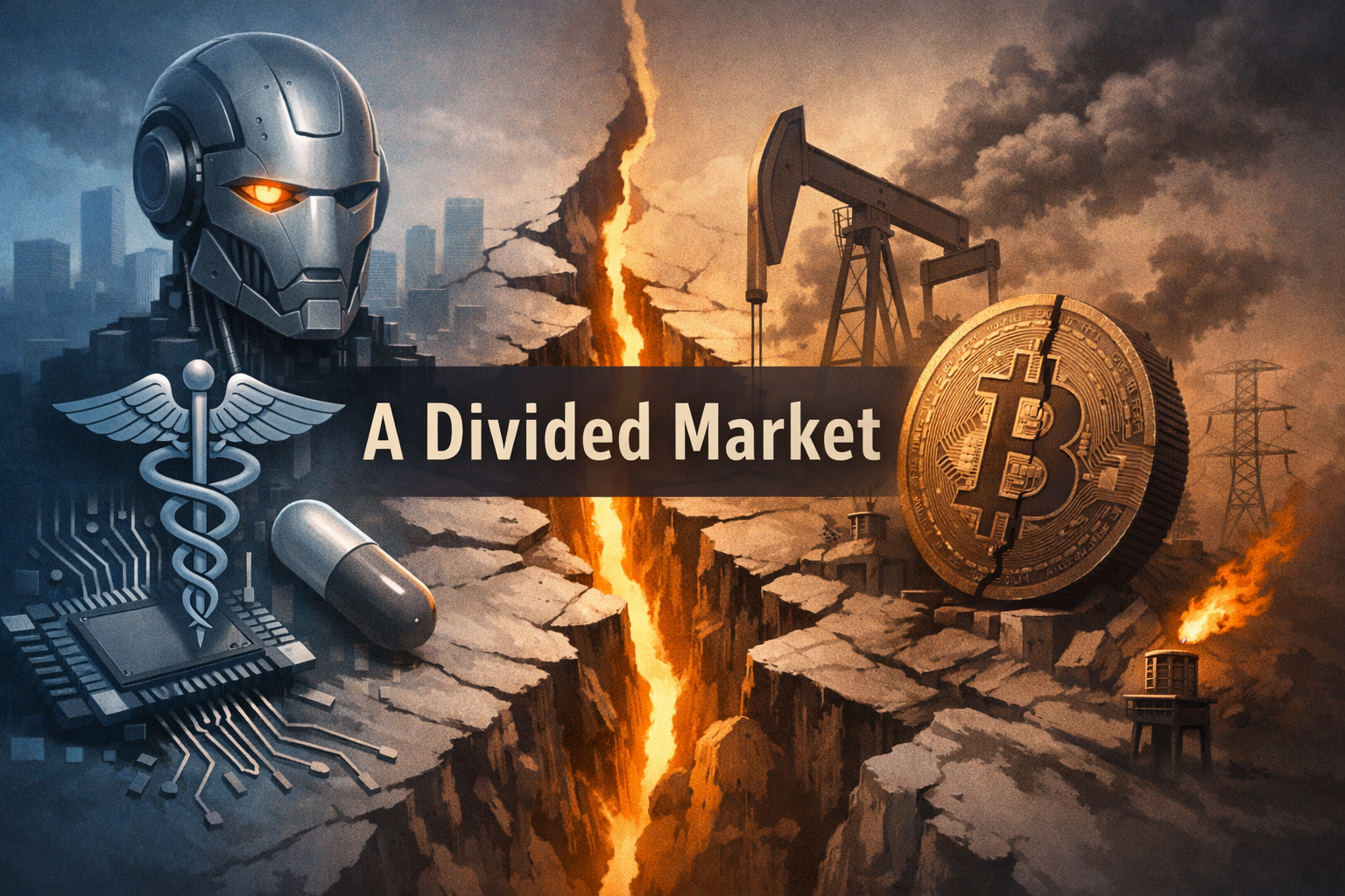 $BTC — AI, M&A and Geopolitics Drive a Patchwork Market: Tech and Health Lead as Crypto and Energy Face Headwinds episode artwork
