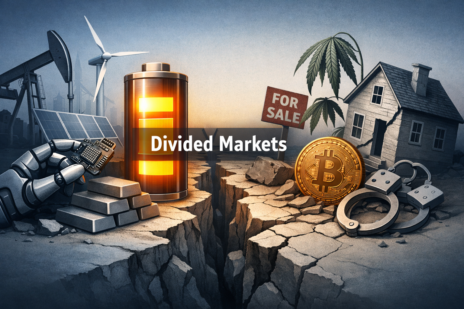 $MSOS $BTC — Energy Tightness and AI Momentum Lead a Patchwork Market — Renewables, Materials and Industrials Outrun Cannabis, Crypto and Real Estate