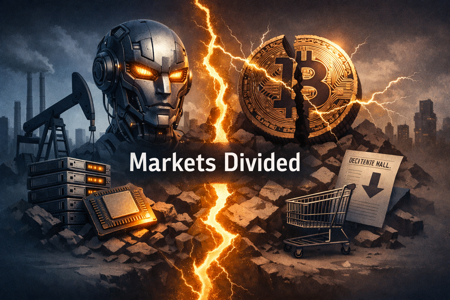 $BTC — AI Money and Energy Mega-Deals Drive Divergence: Tech, Energy and Industrials Lead While Crypto, Utilities and Consumer Feel Pressure