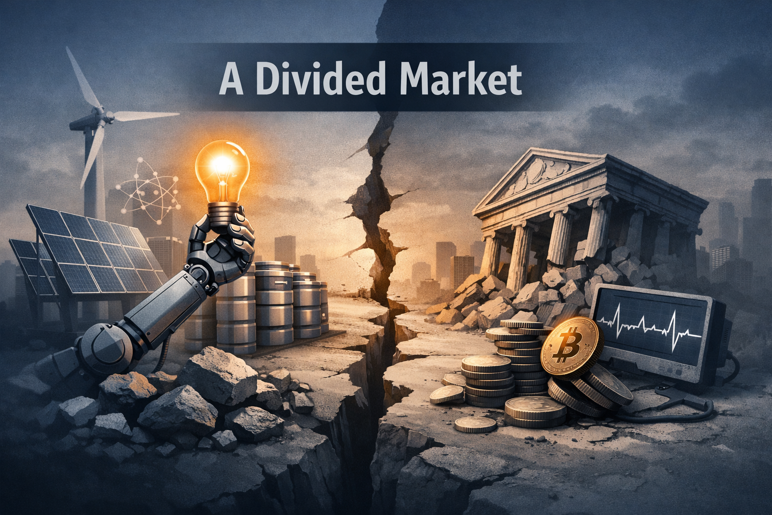 $BTC — AI, Renewables and Resource Re‑shuffles Drive a Mixed Market: Tech and Utilities Lead, Crypto and Financials Struggle