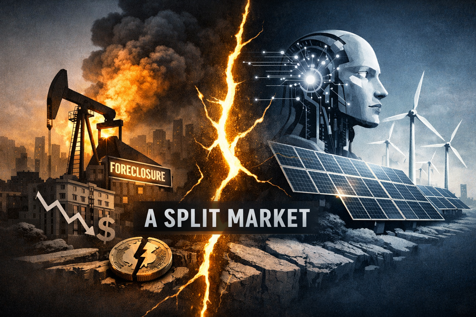 Geopolitics and AI Drive a Split Market: Oil Surges, Renewables Rally, Finance Feels the Strain