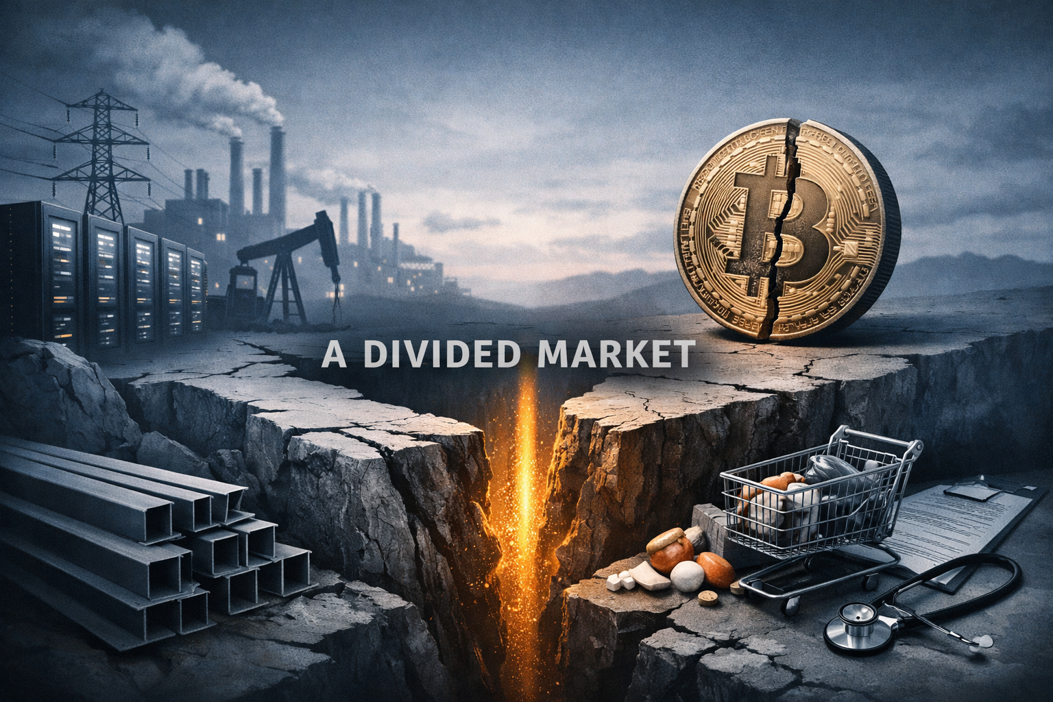 $BTC — Deal Flow and Capex Drive a Bifurcated Market — Data Centers, Steel and Energy Lead While Crypto and Consumer Sputter