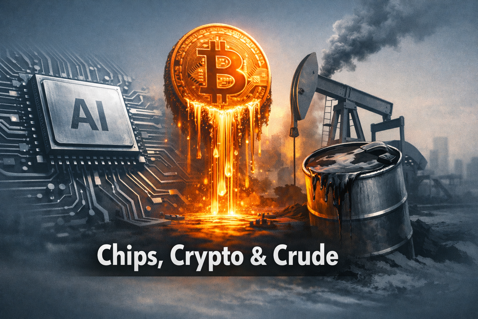 $BTC — AI Chips, Bitcoin Flows and an Oil Squeeze: A Cross-Sectional Market Nooncheck episode artwork
